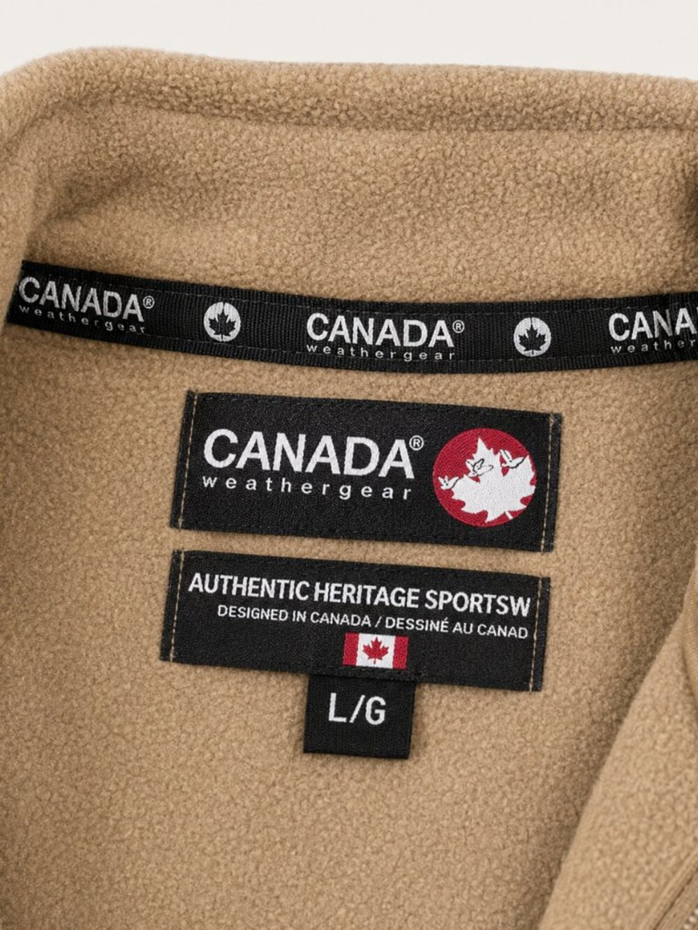 Canada Weather Gear Fleece Pullover L NWT Quarter Zip Beige Heritage Jacket - Picture 6 of 7